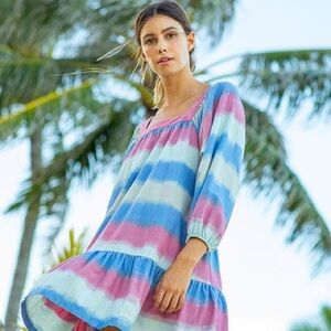 Outerknown Women's Miro Dress M Multicolor Adriatic Ikat Midi NWT